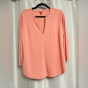 Guess peach v-neck blouse with grommet details